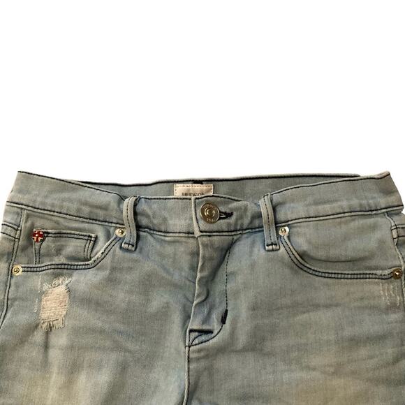 Hudson Amber Raw Edge Hem Shorts Sz 25 Distressed Denim Low Rise Sata Blue USA - Picture 2 of 14